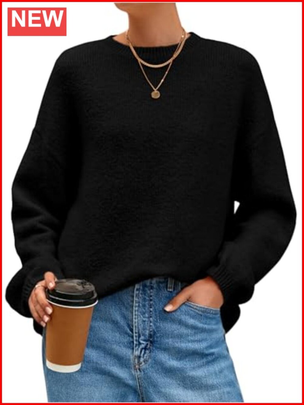 Womens Fuzzy Long Sleeve Chunky Oversized Crewneck Pullover Sweater
